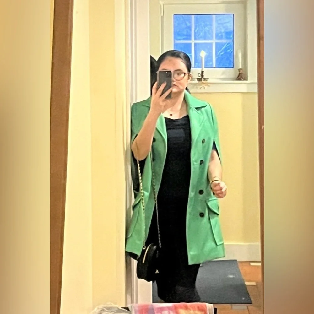 Blair Waldorf Inspired Green Sleeveless Jacket Rare Gossip Girl Style - Picture 2 of 15